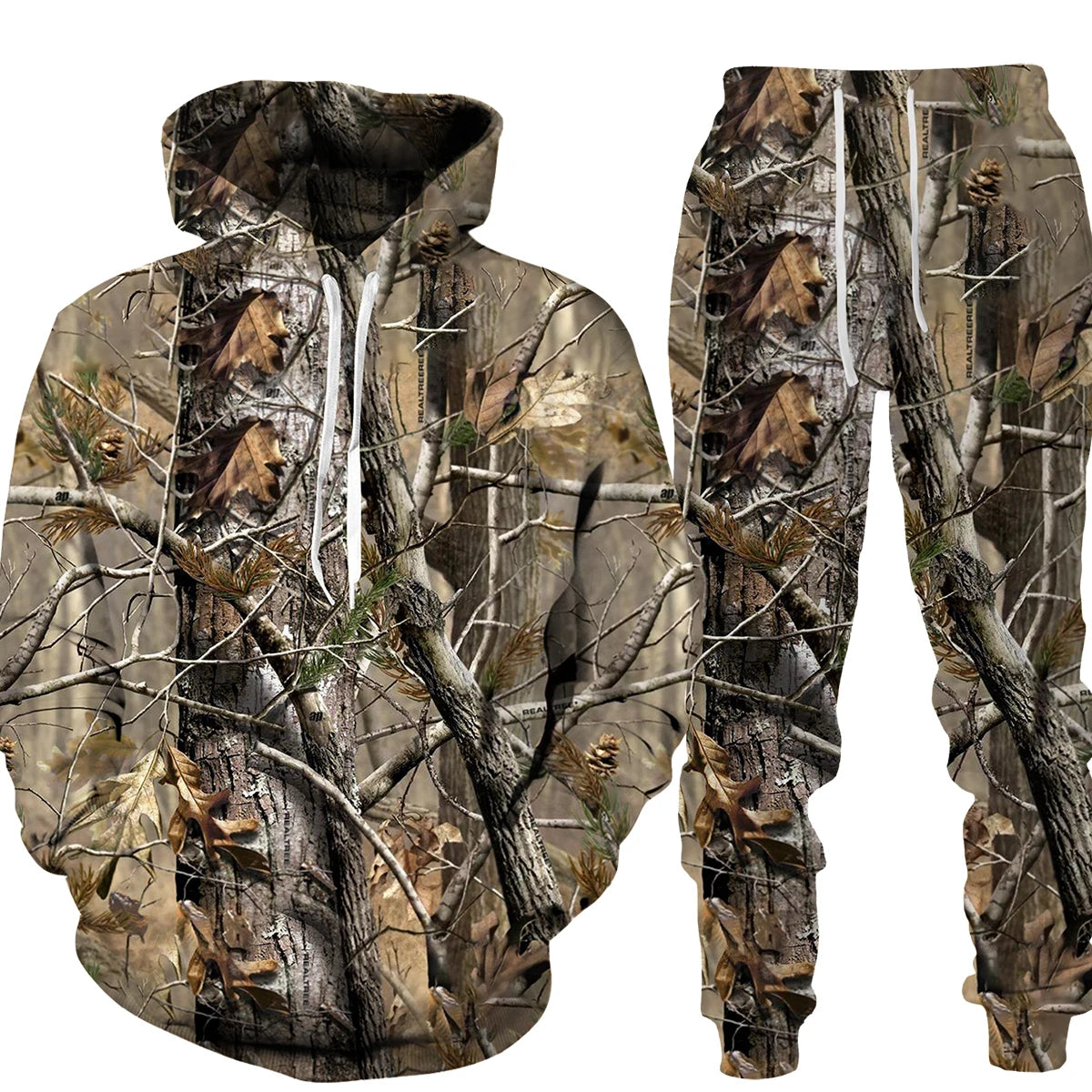 Men's Camouflage Animal 3D Print Hoodie & Pants Tracksuit – Unisex 2-Piece Set