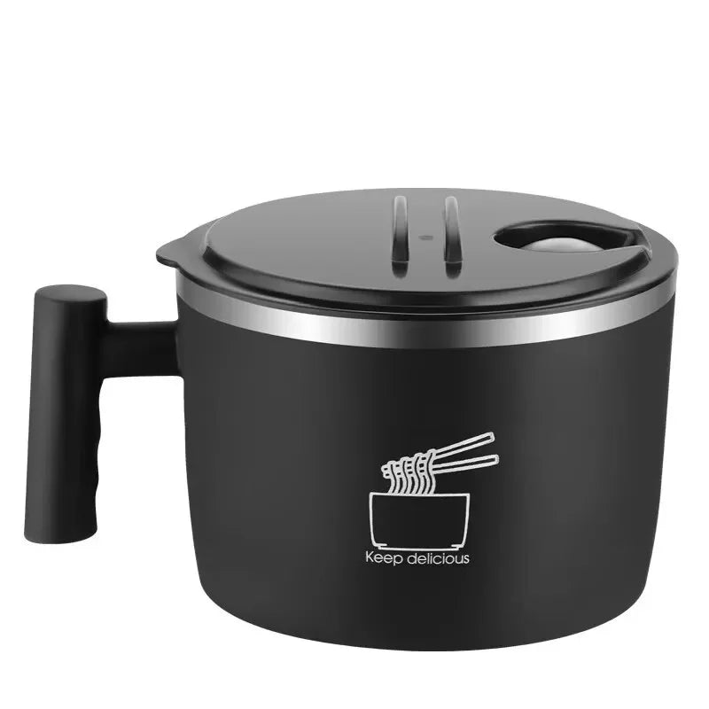 Stainless Steel Noodle Bowl with Lid — Sealed Portable Draining Bowl for Kitchen Use