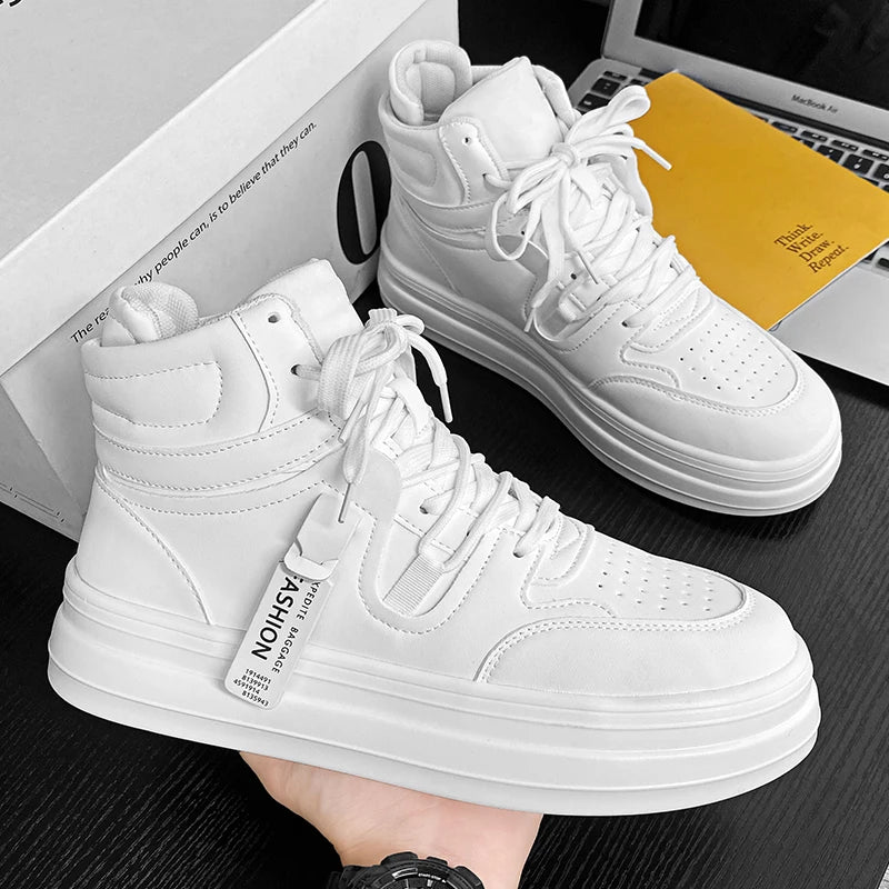 Men's High-Top Classic Casual Sports Shoes – Durable Leather Sneakers