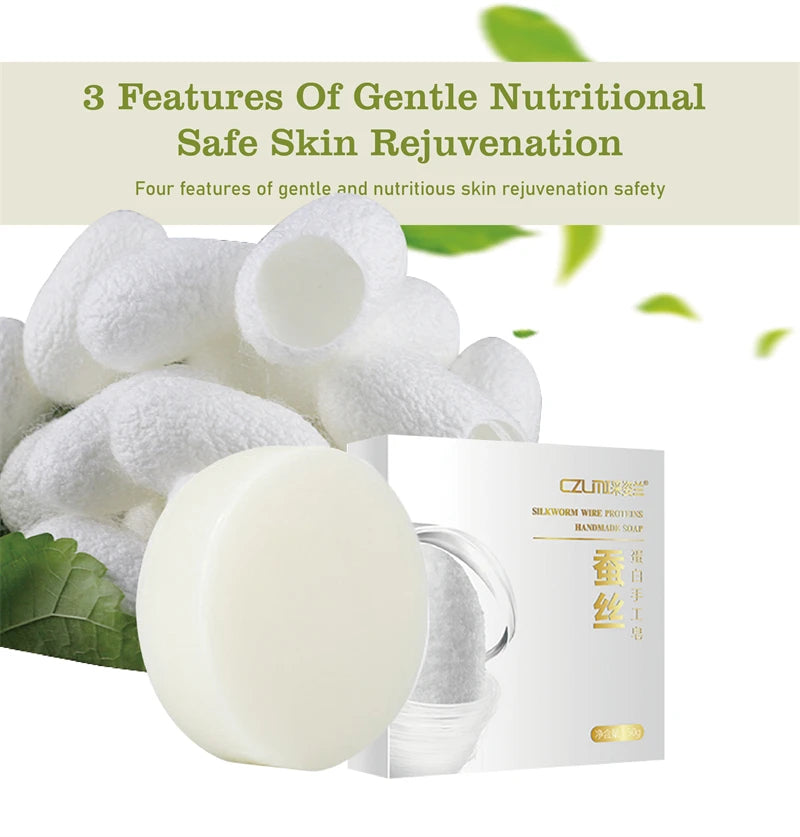 Okeny's Silk Protein Whitening Soap Bar – Underarm & Knee Bleaching, Dark Spot & Chicken Skin Removal, 50g