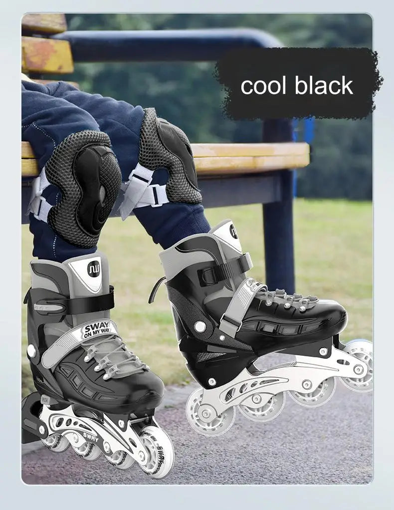 Adult Inline Roller Skates – Beginner Outdoor PU Street Freestyle Sneakers with 4 Wheels