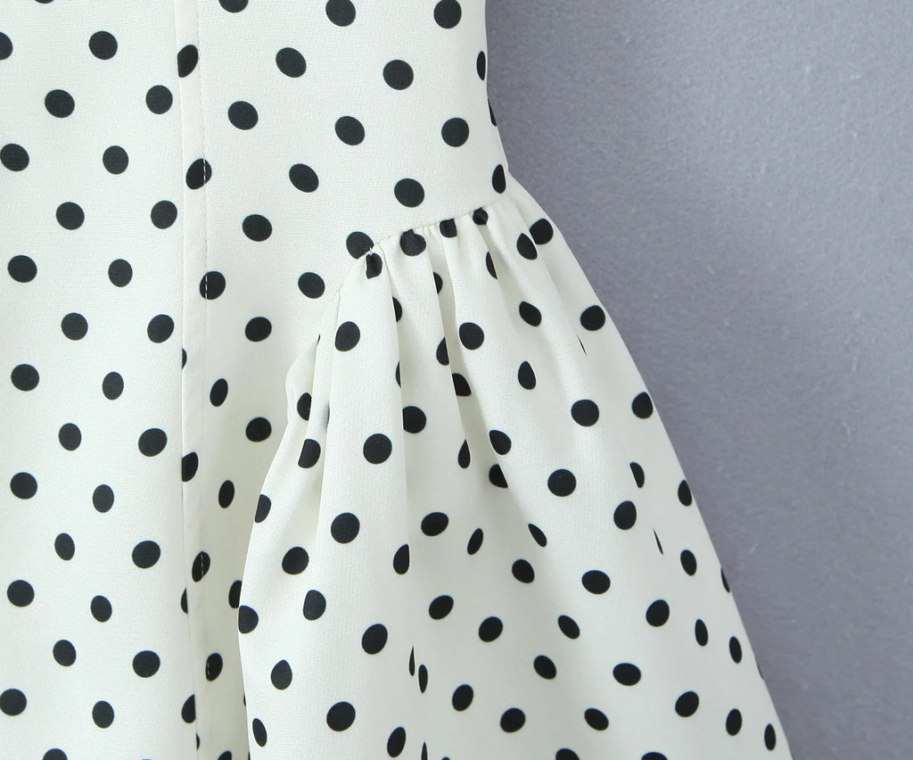Retro Polka Dot Deep V Halter Mini Dress — Backless A-Line Slim Summer Dress