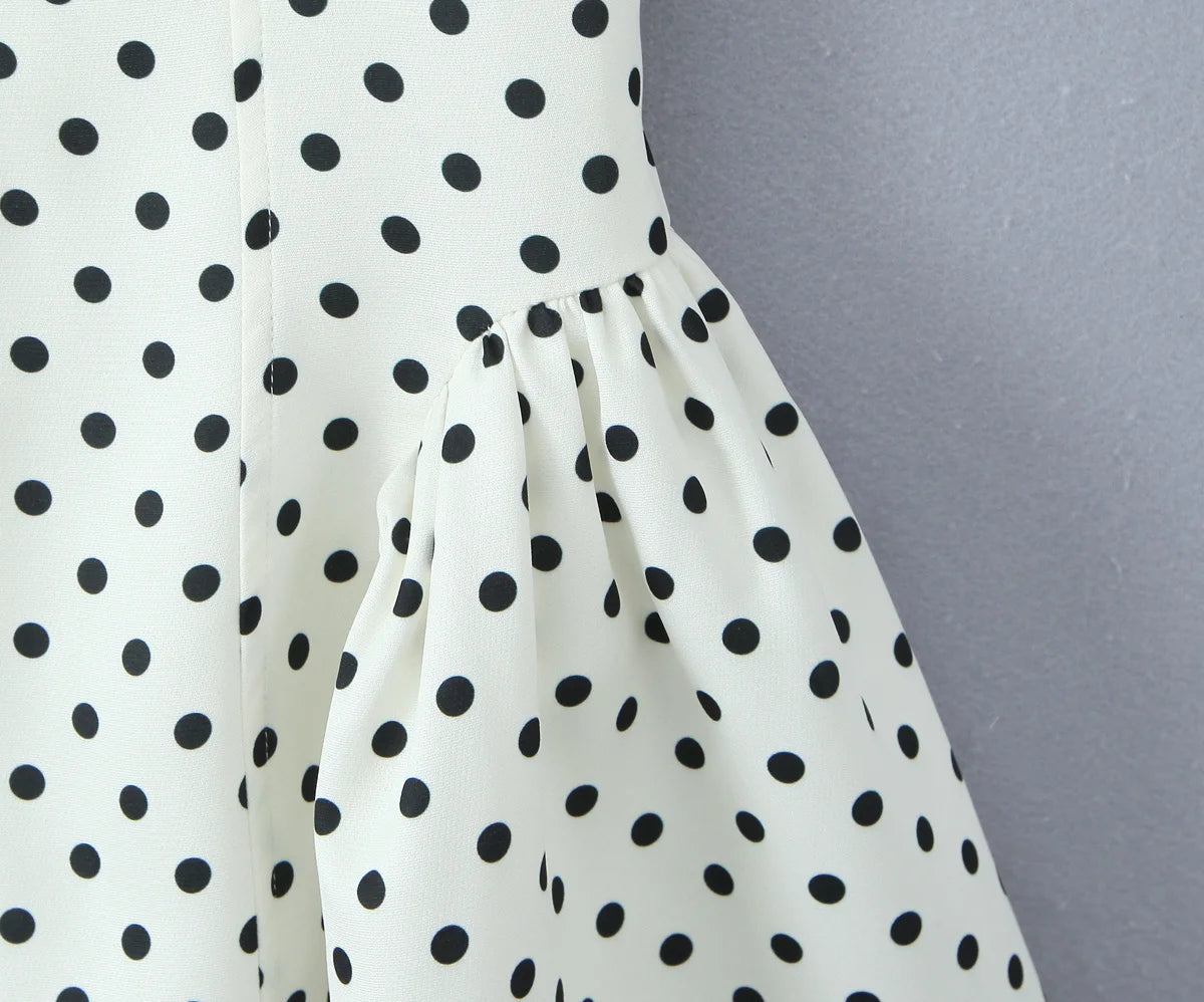Retro Polka Dot Deep V Halter Mini Dress — Backless A-Line Slim Summer Dress