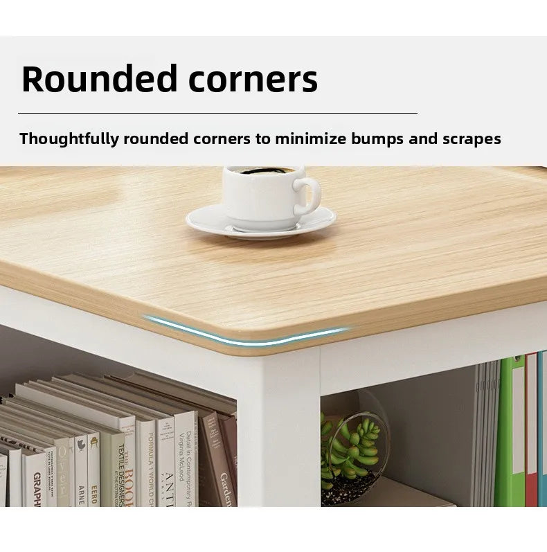 Modern Desk with Integrated Bookshelf — Student Writing Desk, Home Computer Desk & Bedroom Study Table