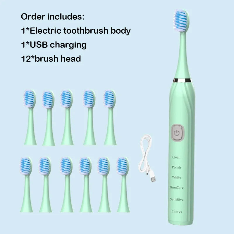 Toothink Sonic Electric Toothbrush – 5 Modes, IPX7 Waterproof, USB Rechargeable, 5+ Brush Heads