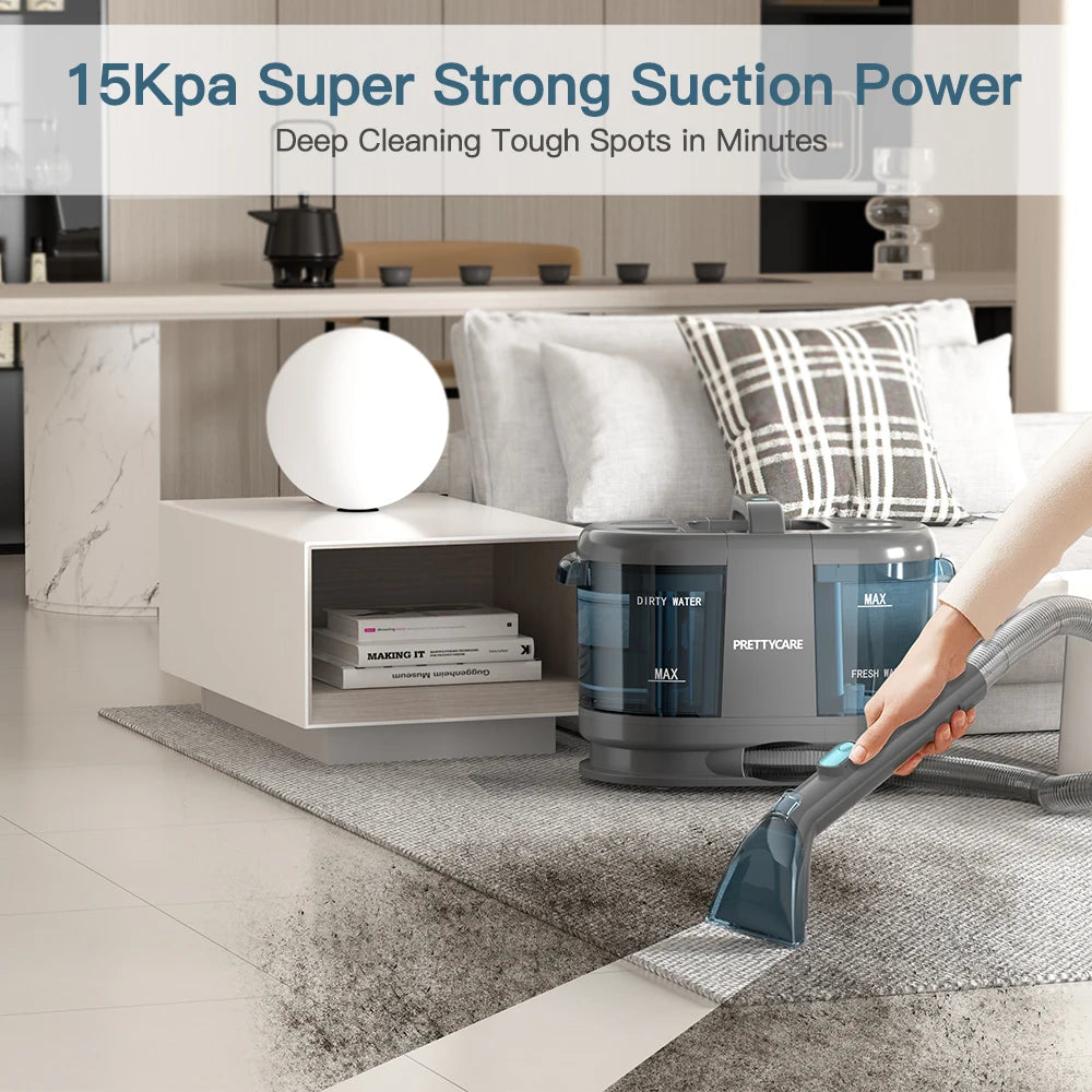 PrettyCare PC808 Cordless Carpet & Spot Vacuum Cleaner — 1.4m Hose, 30-Min Runtime, Wet Sprayer for Sofa & Car