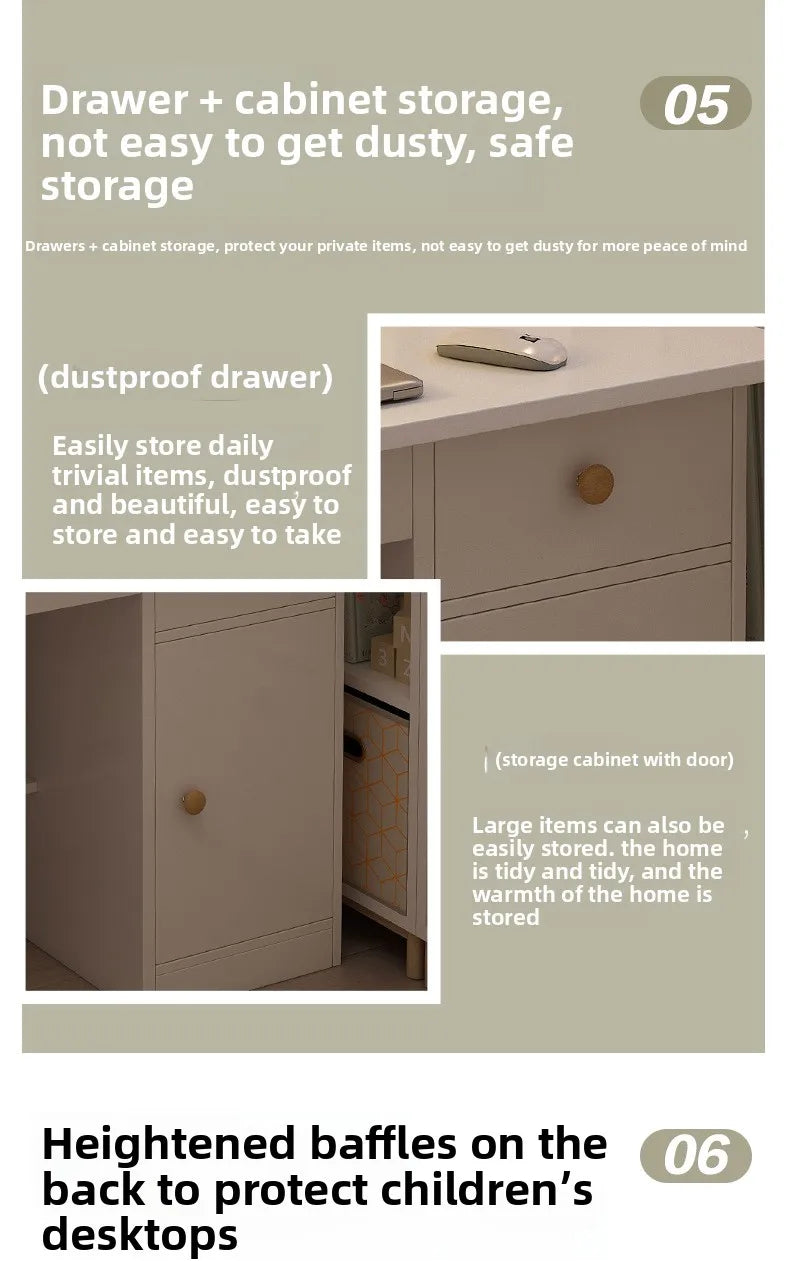 Bookshelf Integrated Computer Desk — Modern Minimalist MDF Student Writing Desk, Multiple Sizes & Finishes