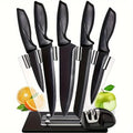 7-Piece Black Professional Chef Knife Set with Acrylic Holder – High Carbon Stainless Steel, Non-Stick Blades