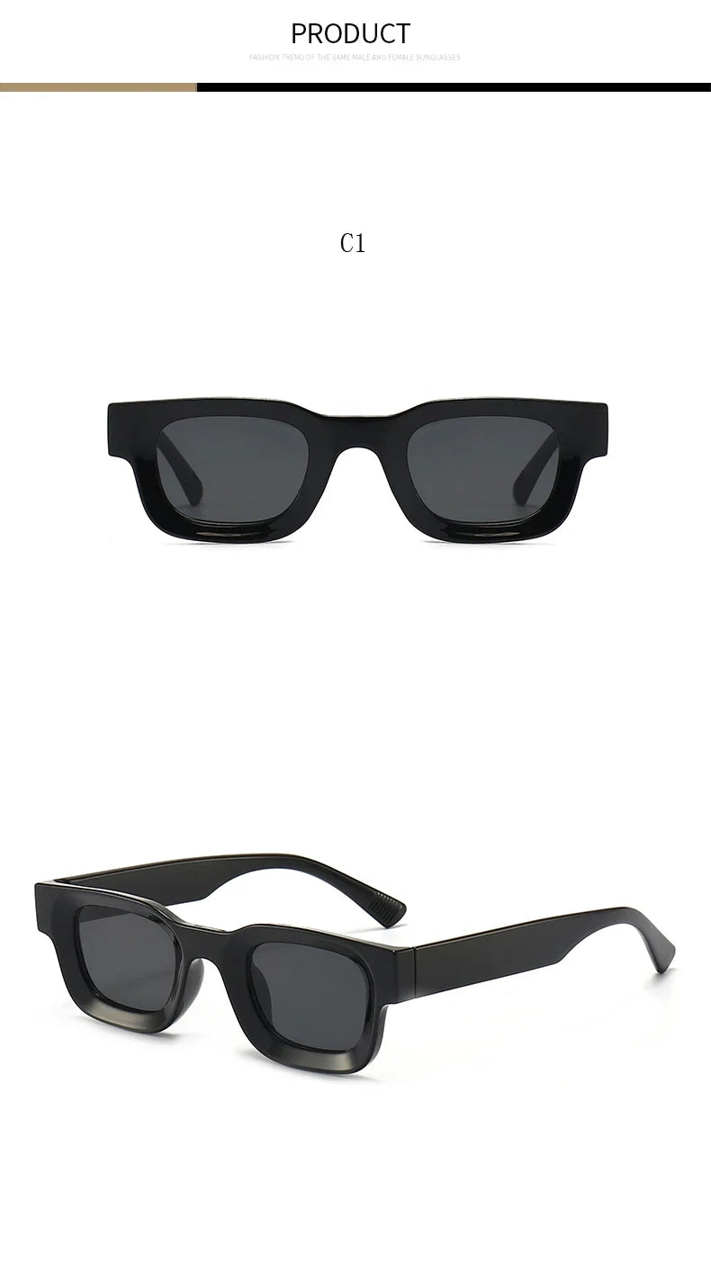 Small Rectangle Thick Frame Sunglasses | UV400 Unisex Square Shades for Men & Women