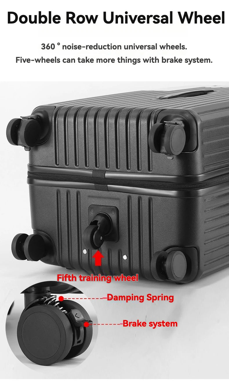 Large-Capacity Carry-On Luggage – Cup Holder & USB Port