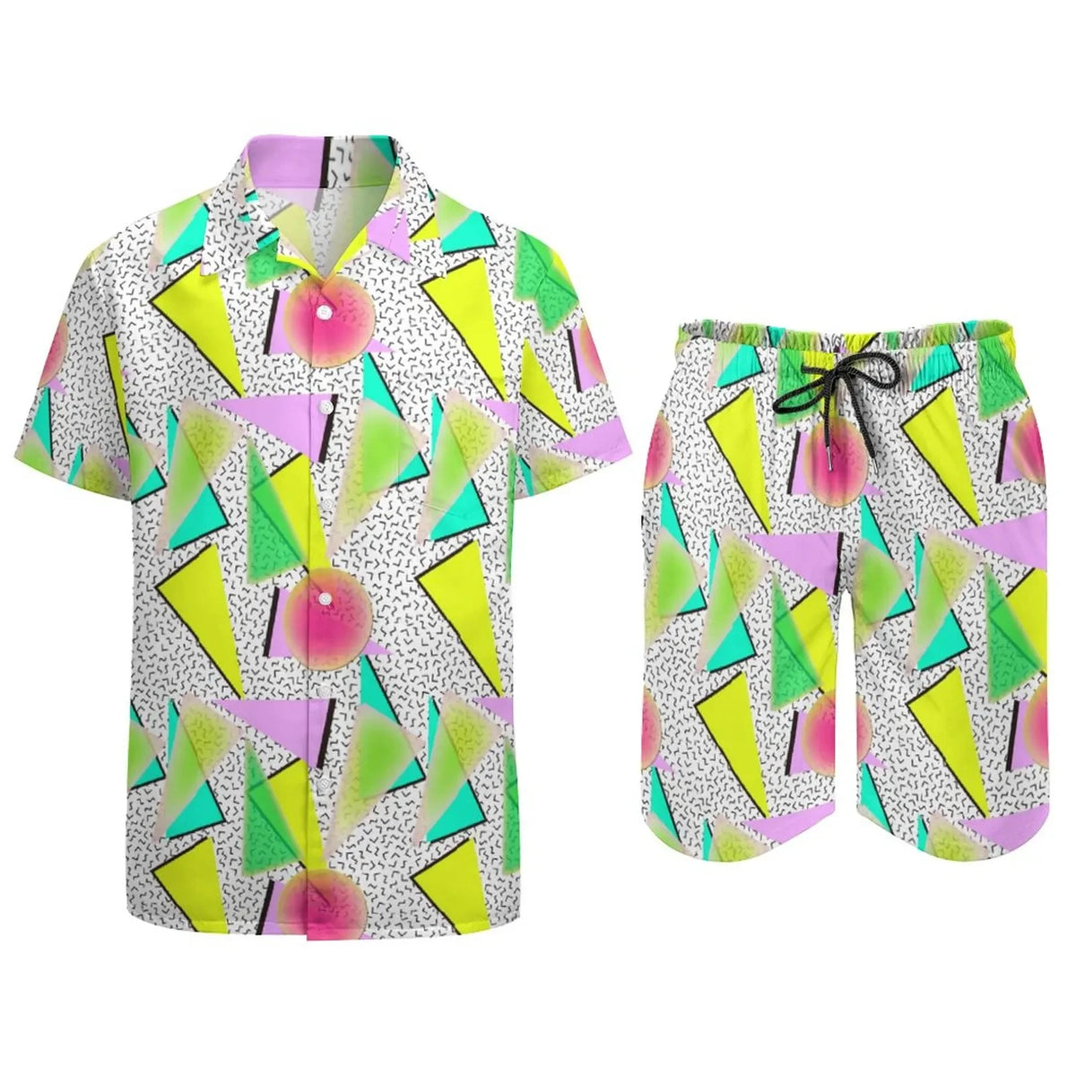 Men's Psychedelic Magic Mushroom 3D Print Shirt & Beach Shorts – Oversized Hawaiian Set