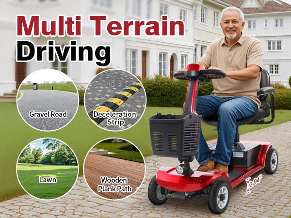 Foldable Travel Mobility Scooter for Seniors, Magnetic Brake