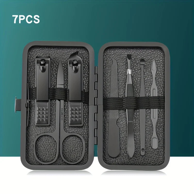 Professional Manicure Set 7-24 Piece – Stainless Steel Fingernail & Toenail Clippers with Leather Case