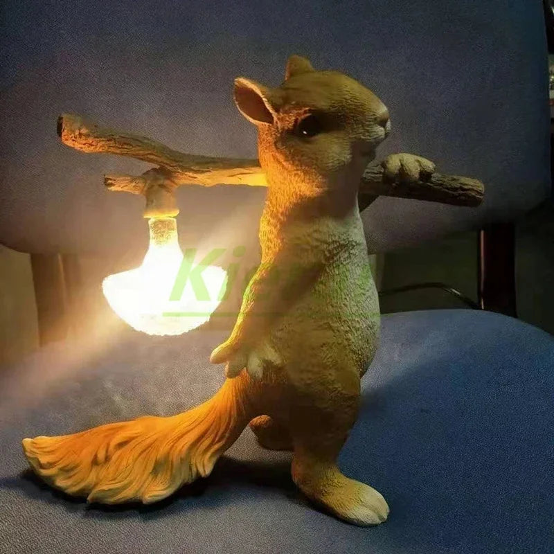 Squirrel Table Lamp – Resin and Frosted Glass