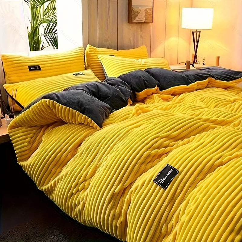 Puffy Plush Duvet Cover Set – Super Soft Thickened Bedding for Fall & Winter, Double Bed