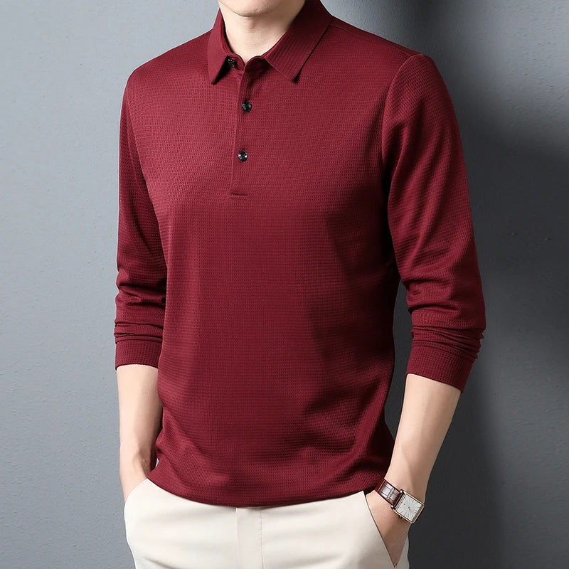 Men's Business Casual Long Sleeve Polo Shirt — Smart Everyday Polo