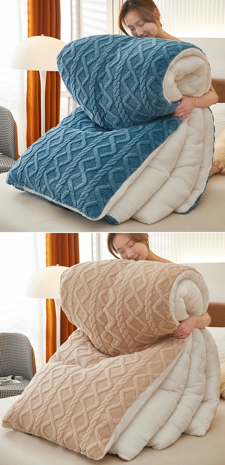 Thick Fleece Bed Blanket – Faux Lamb Plush Comfort