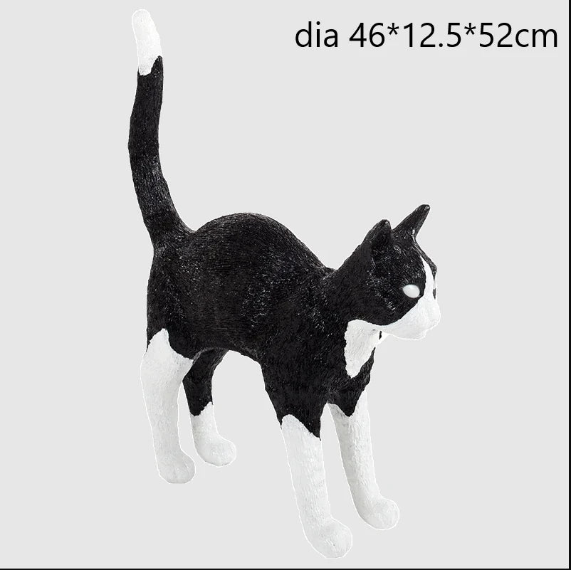 Cat Table Lamp – Resin Sculpture with Light-Up Eyes