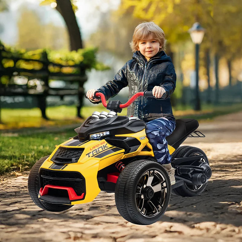 12V Kids Ride-On ATV – Three-Wheel Electric Toy with Lights