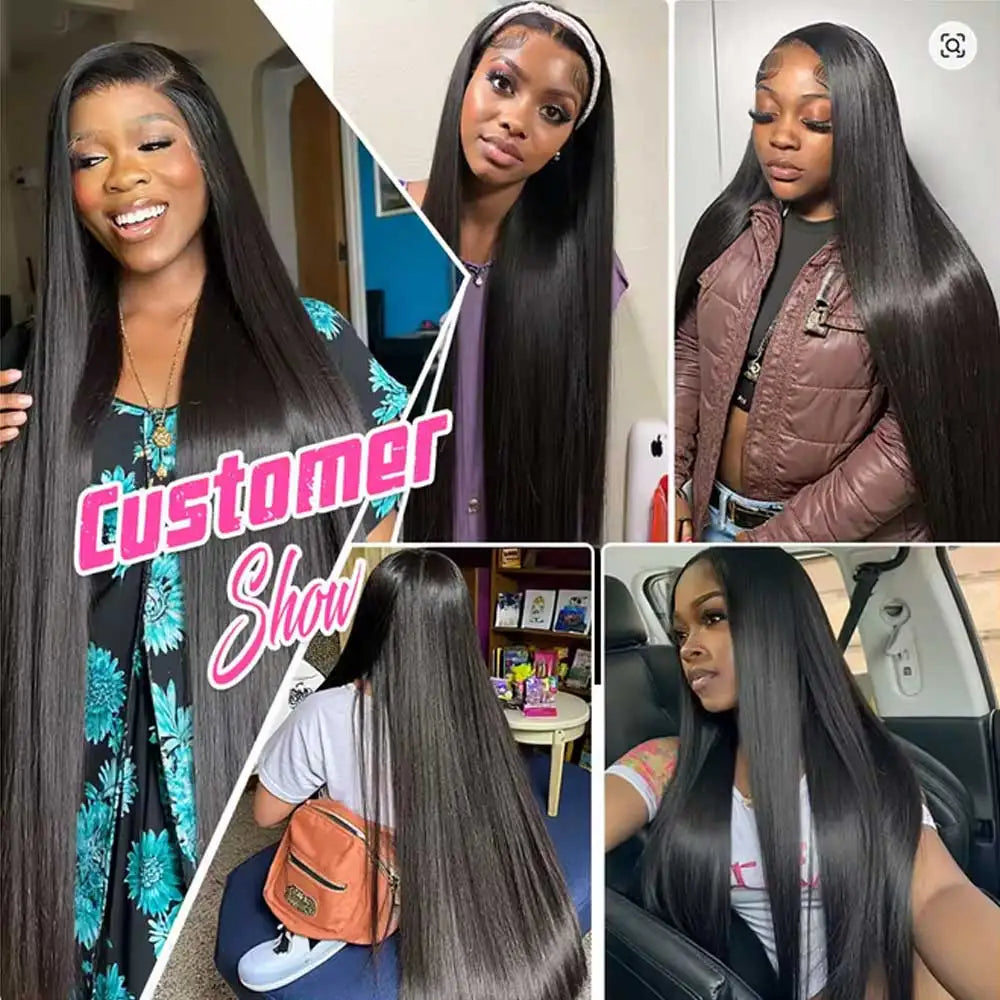 40–42 Inch Bone Straight Lace Front Wig | Glueless 13x4 13x6 HD Lace Human Hair for Women