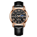 Men's Moon Phase Chronograph Quartz Watch | Luminous Leather Strap Luxury Sport Wristwatch