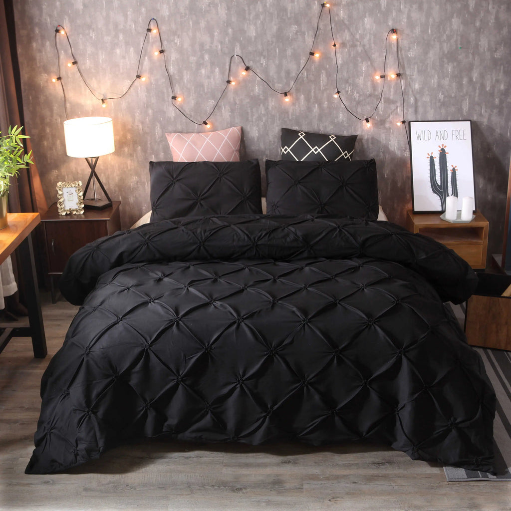 100% Egyptian Cotton Pinch Pleat Duvet Cover Set – 600TC with Zipper & Corner Ties, 8 Colors & 7 Sizes