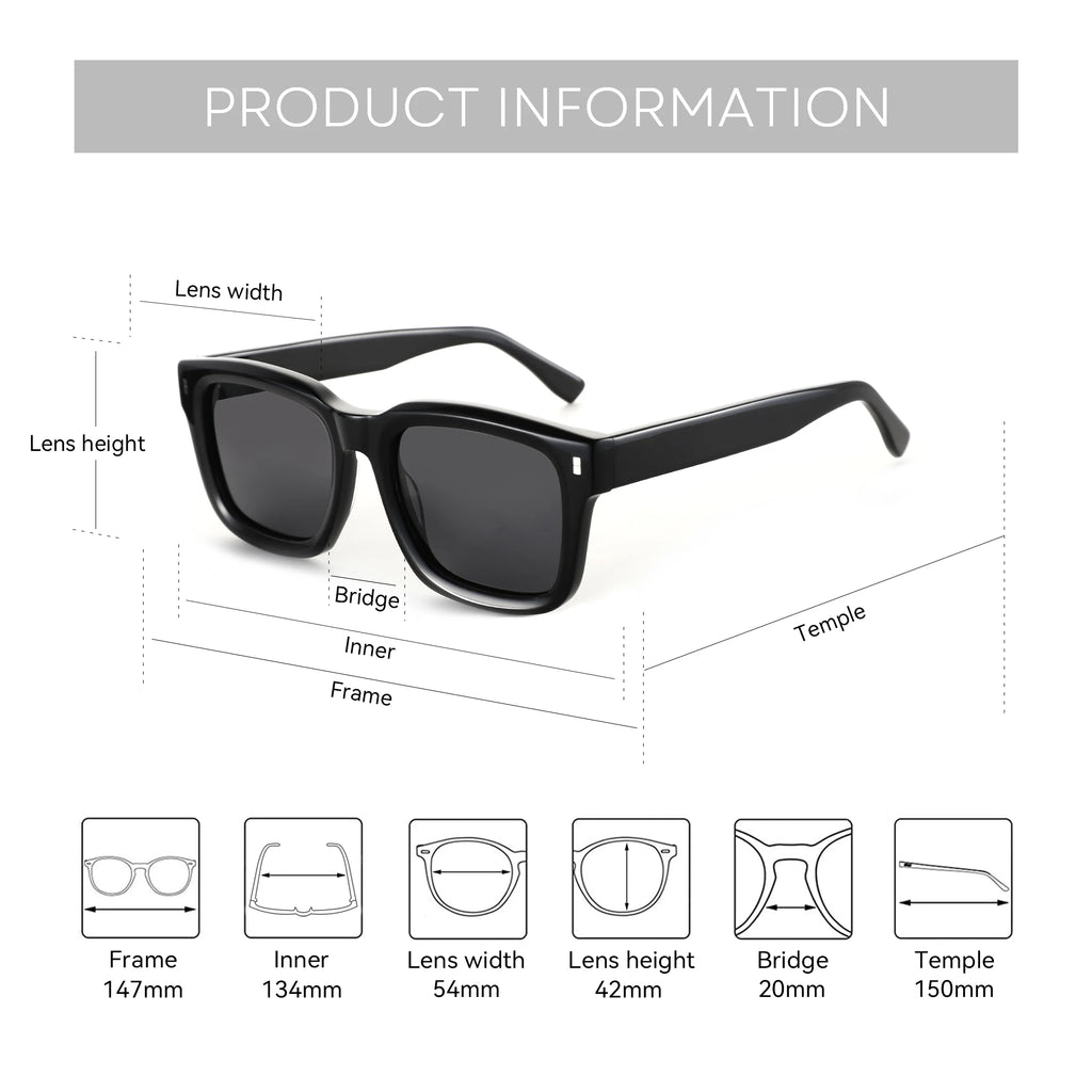 ZENOTTIC Handmade Acetate Square Polarized Sunglasses | Fashion Patchwork Shades ZS6240