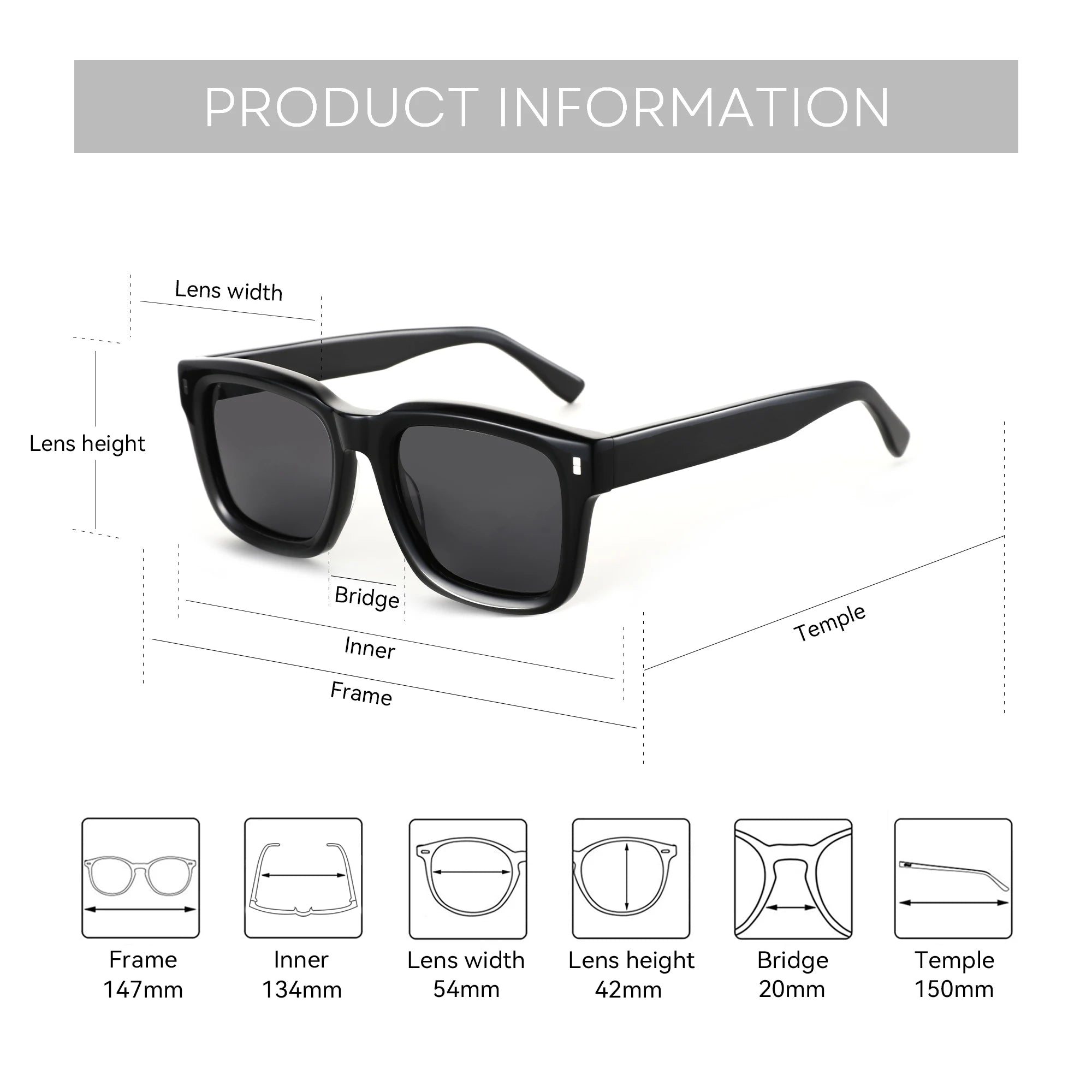 ZENOTTIC Handmade Acetate Square Polarized Sunglasses | Fashion Patchwork Shades ZS6240