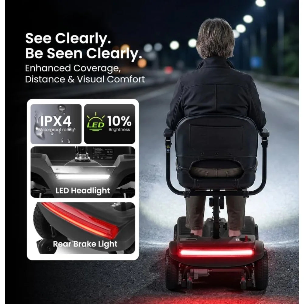 Long-Range 4-Wheel Mobility Scooter – 15–25 Mile Range, 300 lb Capacity