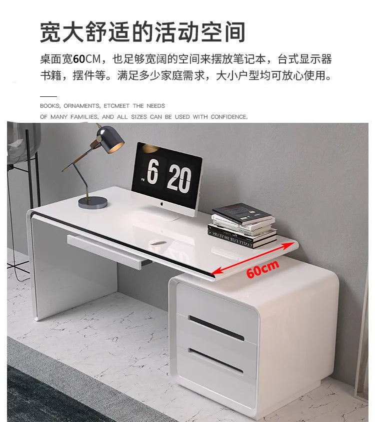 Modern Office Computer Desk with Cabinet & Keyboard Shelf — MDF Writing Workstation
