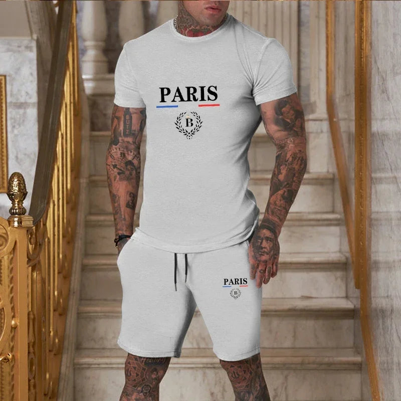 Men's Short Sleeve T-Shirt & Split Shorts Set – Fashion Jogging Casual Sport 2-Piece