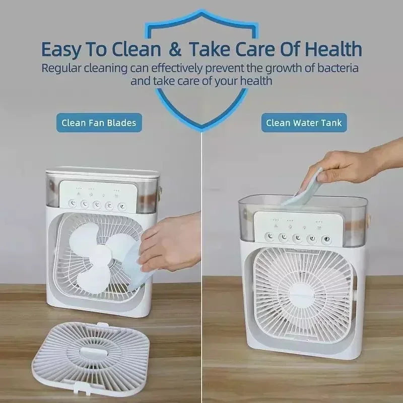 3-in-1 Portable Air Cooler — Fan, Air Conditioner & LED Humidifier for Home & Office