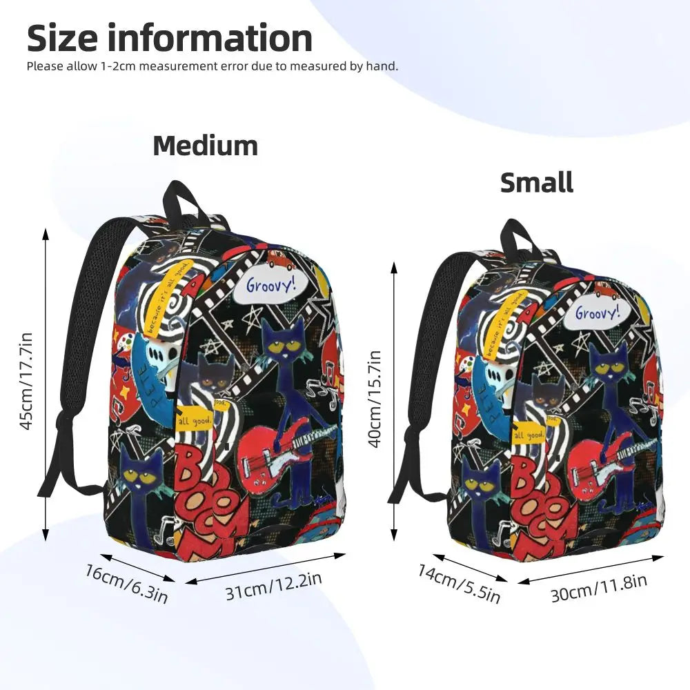 Pete the Cat Canvas Backpack – Cartoon Laptop Daypack for School & Travel
