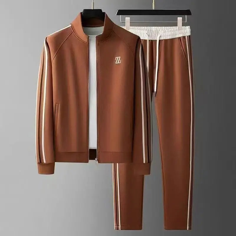 Men's Embroidered Fashion Jacket & Trousers Set – Trendy Sporty 2-Piece Tracksuit