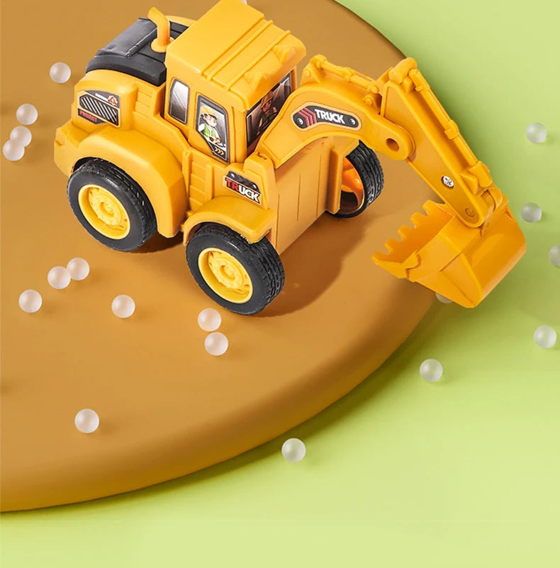 Press & Slide Construction Vehicle Toy – Excavator, Bulldozer & Road Roller for Kids