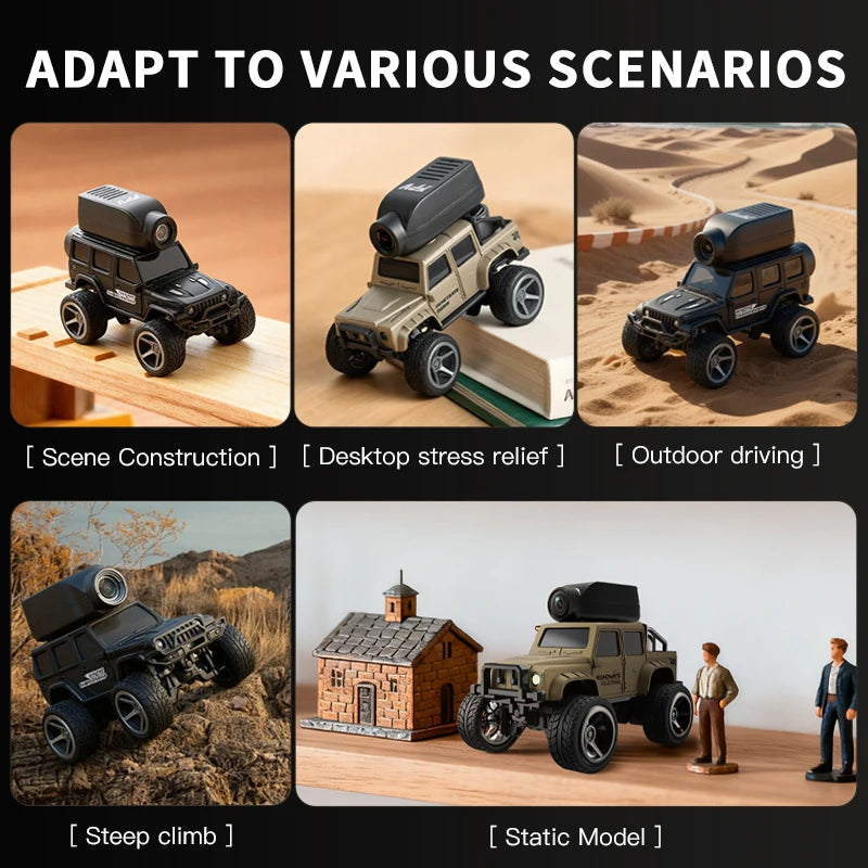 KF32 1:64 Mini RC Climbing Car with LED Lights & HD Camera – Alloy Remote Control Toy