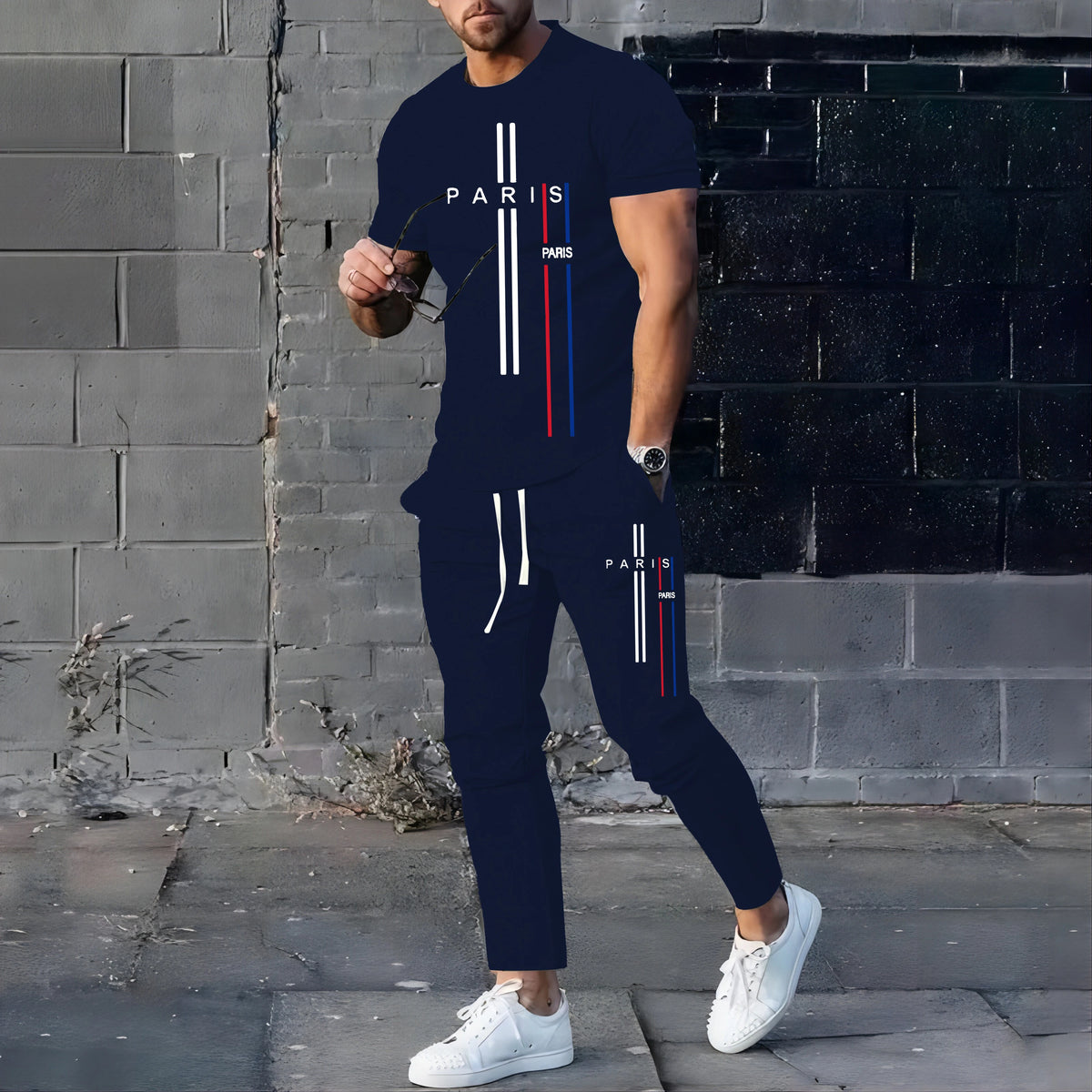 Men's Football Sport T-Shirt & Pants Set – Casual Short Sleeve Jogging Fitness Suit