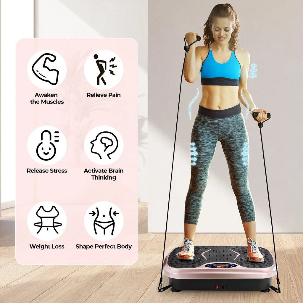 Vibration Plate Exercise Machine – Whole Body Workout Platform with Loop Bands for Home Training