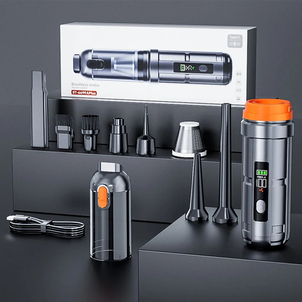 Cordless Car Vacuum – 17kPa Brushless Cleaner & Duster