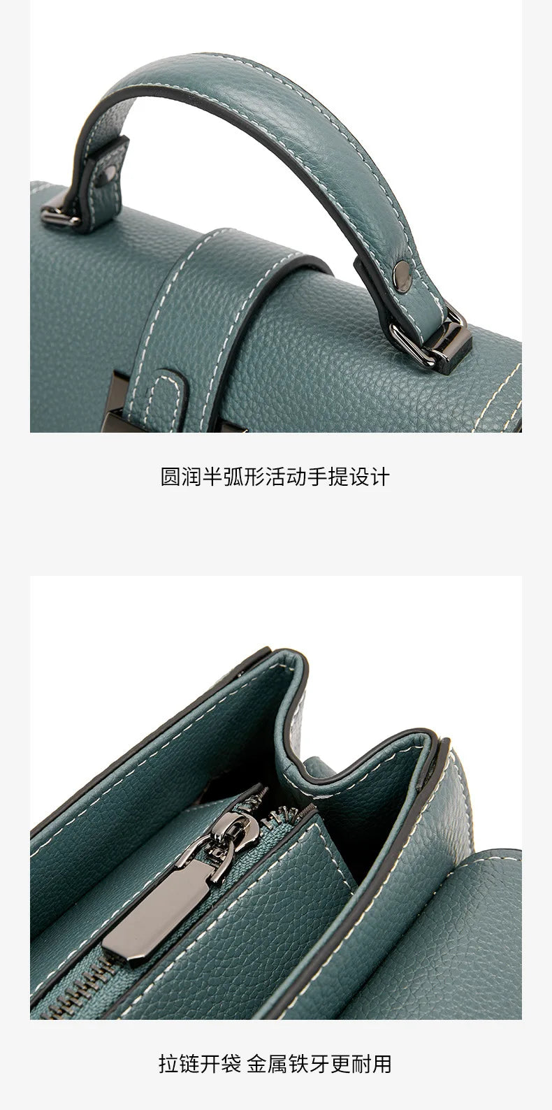 Genuine Cow Leather Square Satchel Shoulder Bag – All-Match Crossbody Messenger Handbag for Women
