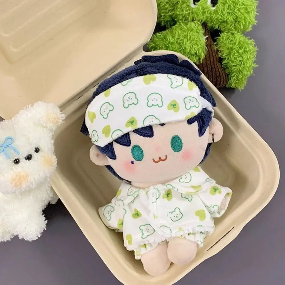 Doll Pajamas with Eye Mask – 15cm & 20cm Cotton Cartoon Doll Sleep Clothes & Bathrobe