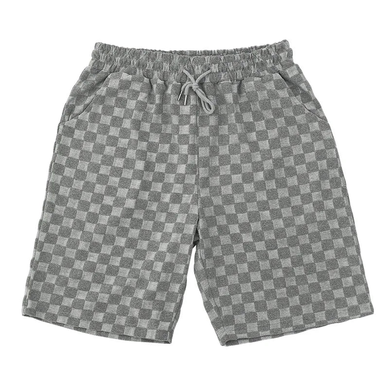 Men's Oversized Chessboard Plaid Shirt & Shorts Set – Loose Summer Leisure 2-Piece