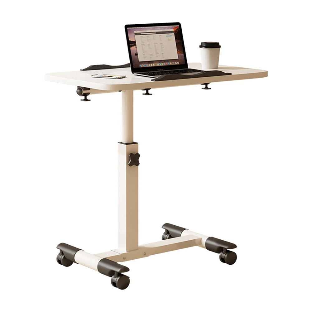 Overbed Table with Adjustable Height & Tilting Desktop — Rolling Hospital Bedside Laptop Desk on Wheels