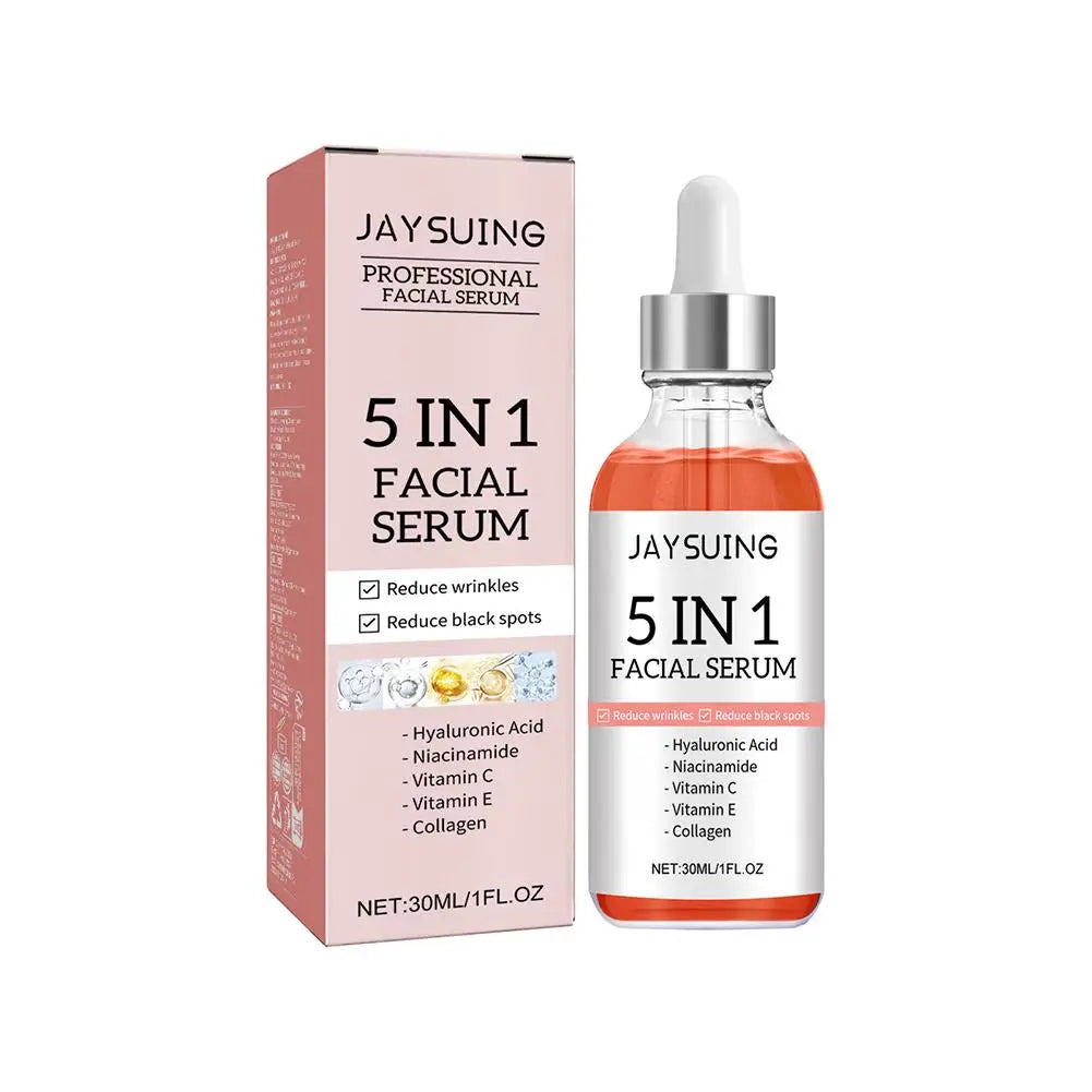 5-in-1 Vitamin C Brightening Face Serum — Hyaluronic Acid, Niacinamide & Collagen (30ml)