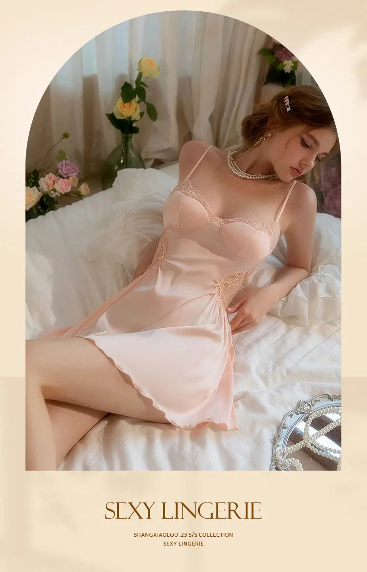 Women's Satin Lace Nightgown — Sexy Sleepwear Nightdress