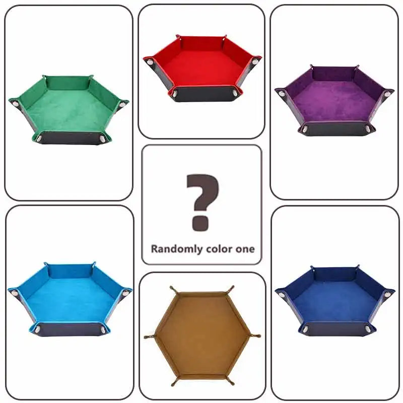 Foldable PU Leather Dice Tray – Hexagon & Square Folding Coin Tray for Dice Games