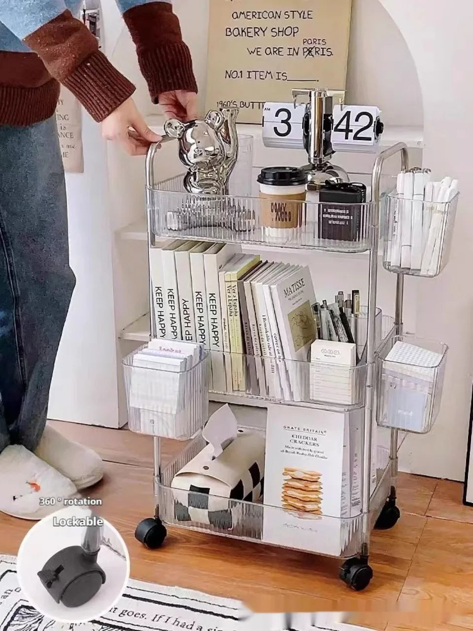 Acrylic Rolling Storage Cart — 2/3/4 Tier Organizer Trolley for Kitchen, Bathroom & Office