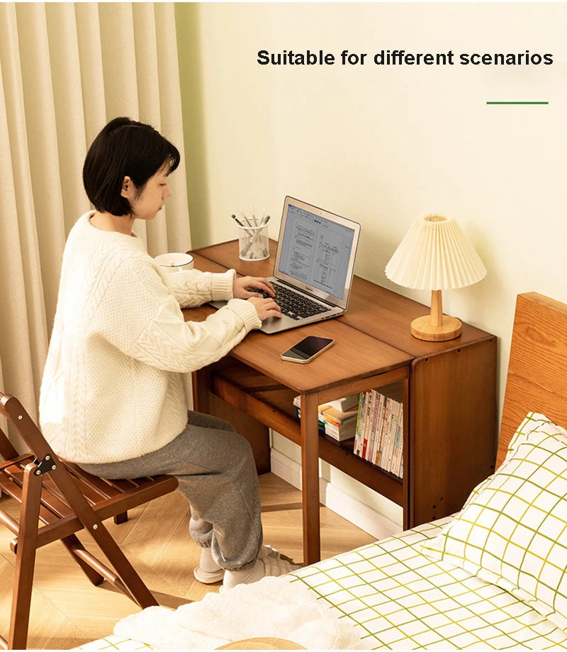 Foldable Bamboo Computer Desk — Student Writing Workbench, Bedroom & Bedside Use, 83cm & 103cm