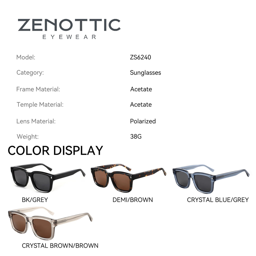 ZENOTTIC Handmade Acetate Square Polarized Sunglasses | Fashion Patchwork Shades ZS6240