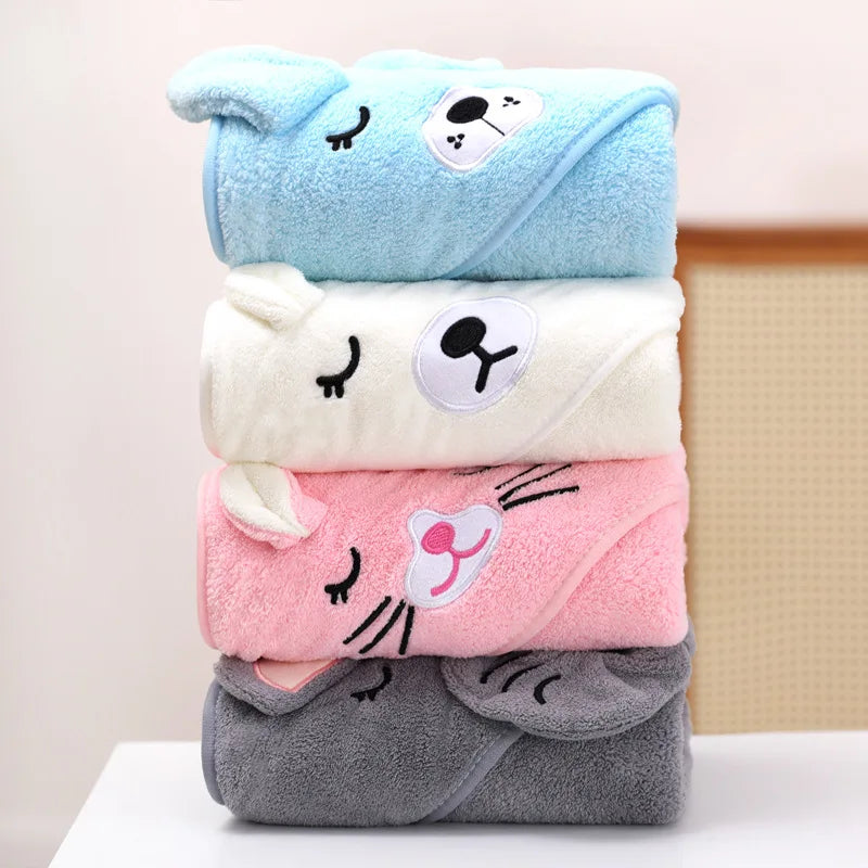 Cute Cartoon Hooded Baby Bath Towel – Soft Newborn Bathrobe & Swaddle Wrap for Boys & Girls